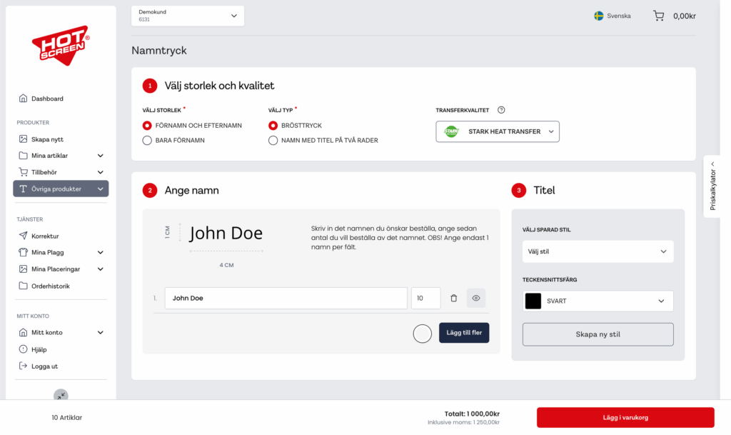 Lag navnetrykk med HotScreen