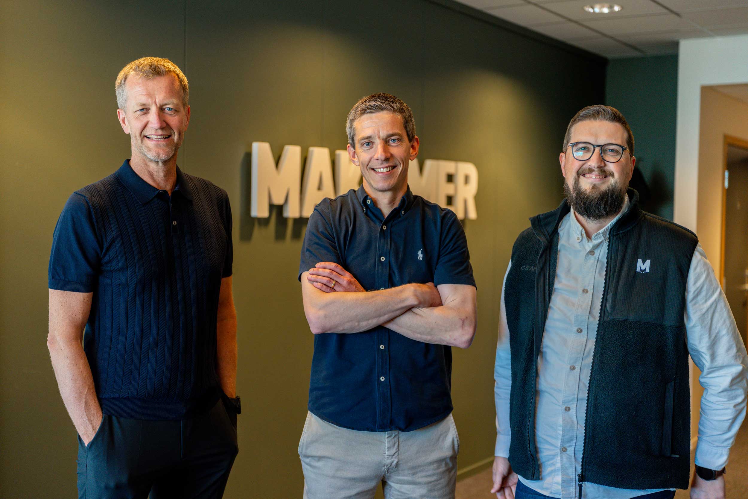 Ledningen på e-handelsbyrån Maksimer: Morten Jørs (COO), Nils-Fredrik Winther-Kaland (CEO) och Anders-Meyer Eldøy (CCO)
